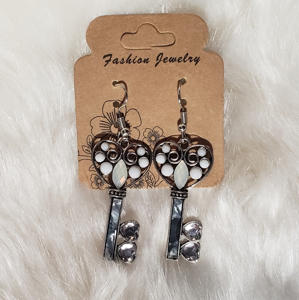 Heart Key Earrings
